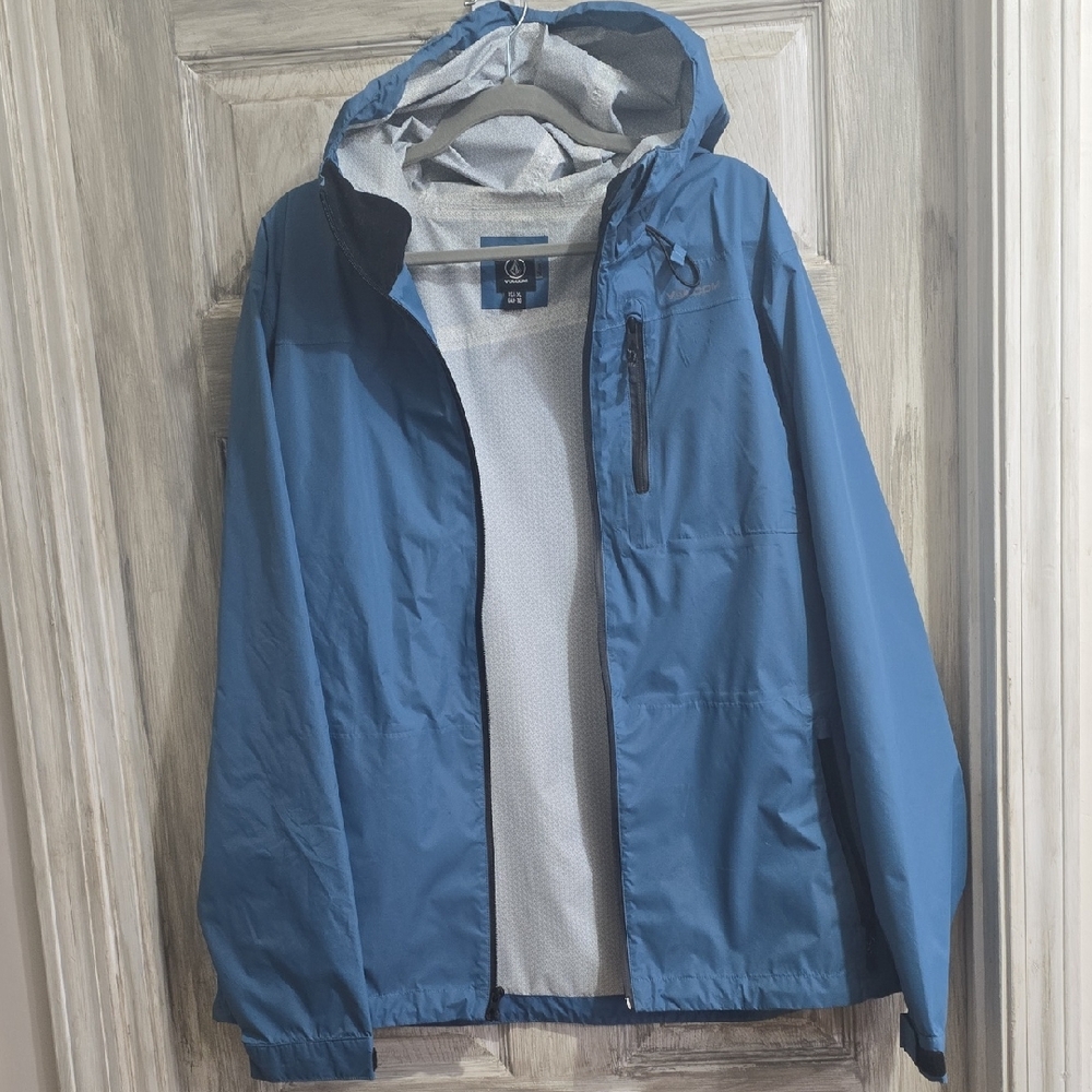 Volcom Men's Blue Raincoat with Hood